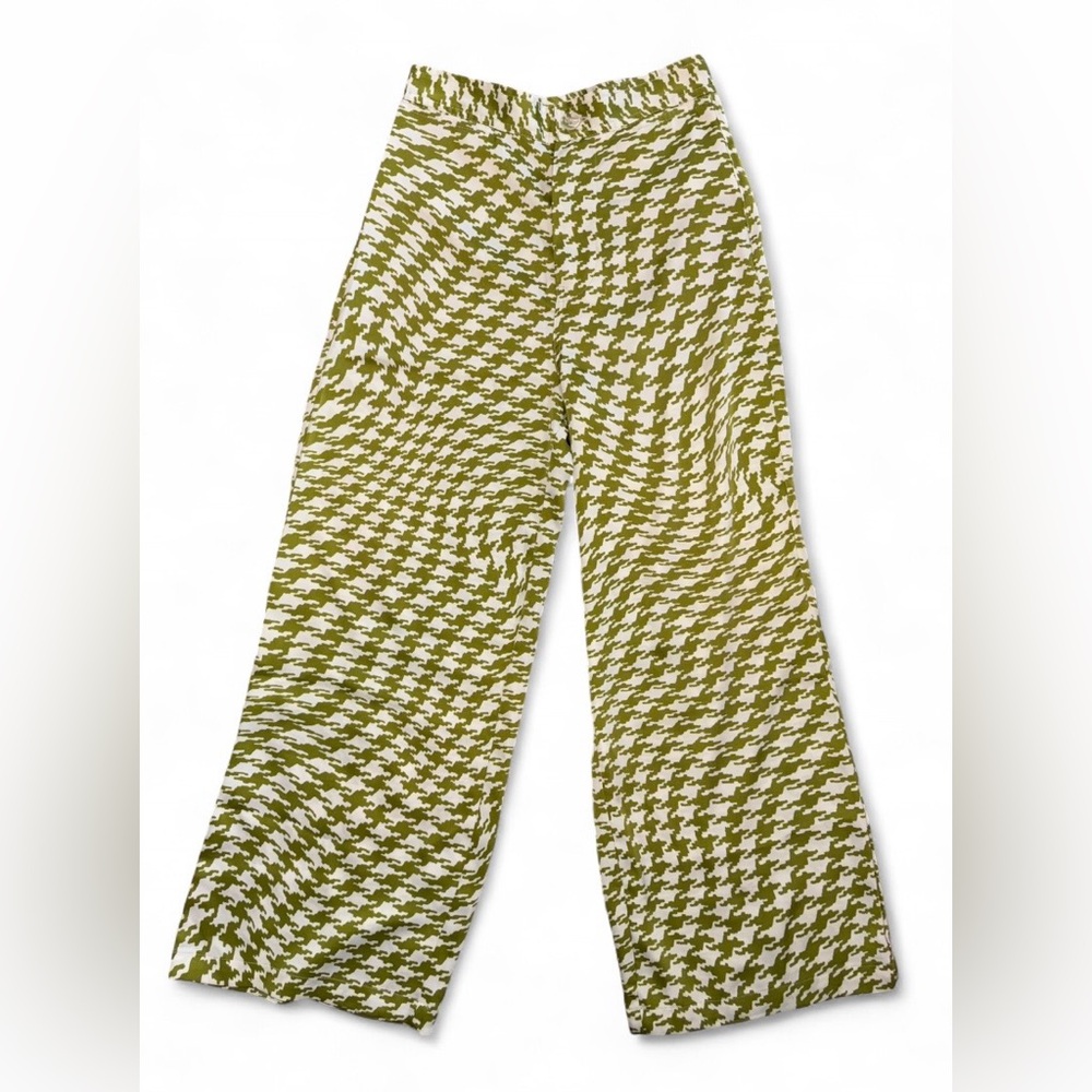 Urban Outfitters Green Abstract Print Wide Leg High Rise Pants - Size S
